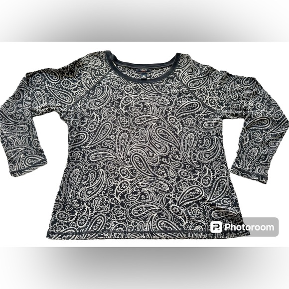 Y2K CHAPS RALPH LAUREN Paisley pullover top Deep Blue- Classic Timeless Paisley - Picture 1 of 6